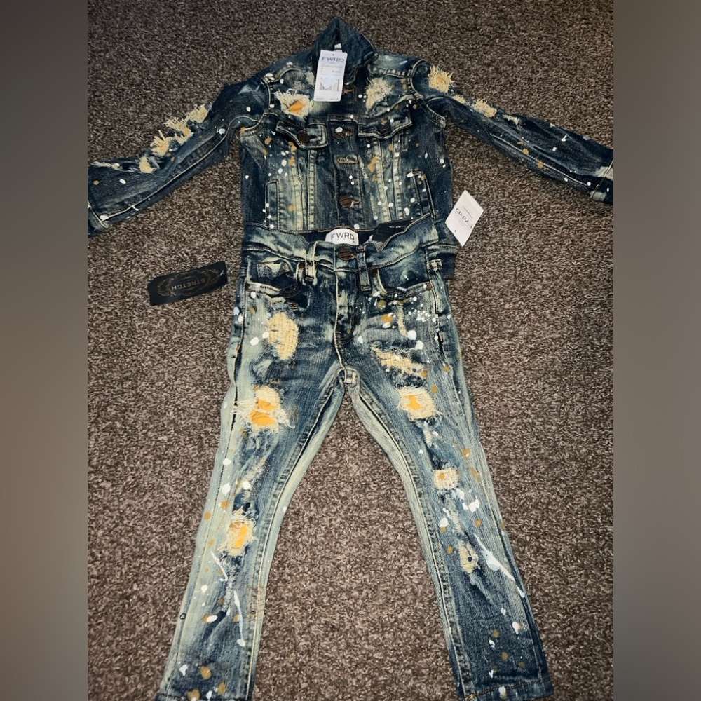 Toddler boys denim jean suit
